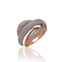 обзорное фото Золотое кольцо с белой эмалью и фианитами 030792 Эксклюзивные кольца из золота обзорное фото Золотое кольцо с белой эмалью и фианитами 030792  Эксклюзивные кольца из золота