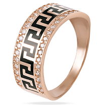 обзорное фото Золотое кольцо в греческом стиле с фианитами 028663 Золотые кольца с фианитом обзорное фото Золотое кольцо в греческом стиле с фианитами 028663  Золотые кольца с фианитом