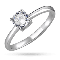 обзорное фото Серебряное кольцо с фианитом в "лапках" 040251  Серебряные кольца с фианитом