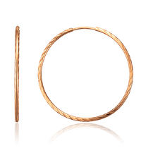 обзорное фото Сережки кольца золотые с алмазной гранью 036613 Золотые серьги обзорное фото Сережки кольца золотые с алмазной гранью 036613  Золотые серьги