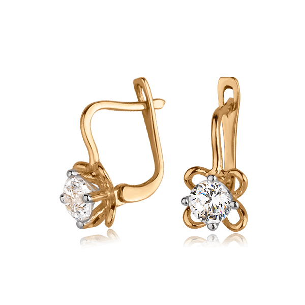 Золотые серьги с фианитом 025747 детальное изображение ювелирного изделия Серьги с камнями Золотые серьги с фианитом 025747 детальное изображение ювелирного изделия Серьги с камнями