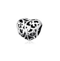 обзорное фото Серебряный подвес-шарм Ажурное сердце 026395  Серебряные подвесы-шармы (бусины)
