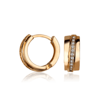 обзорное фото Серьги конго из красного золота с фианитами 030729  Золотые серьги кольца (конго) 