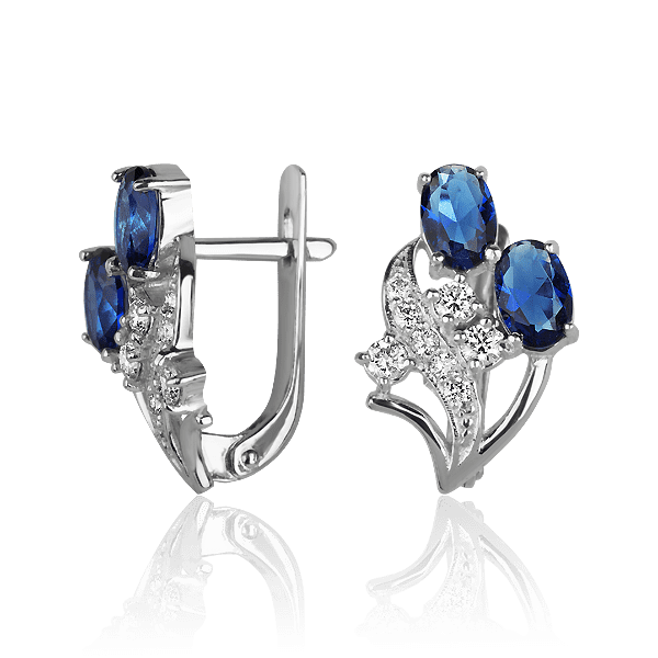 Серьги в белом золоте с сапфирами и бриллиантами 026374 детальное изображение ювелирного изделия Золотые серьги с сапфиром Серьги в белом золоте с сапфирами и бриллиантами 026374 детальное изображение ювелирного изделия Золотые серьги с сапфиром