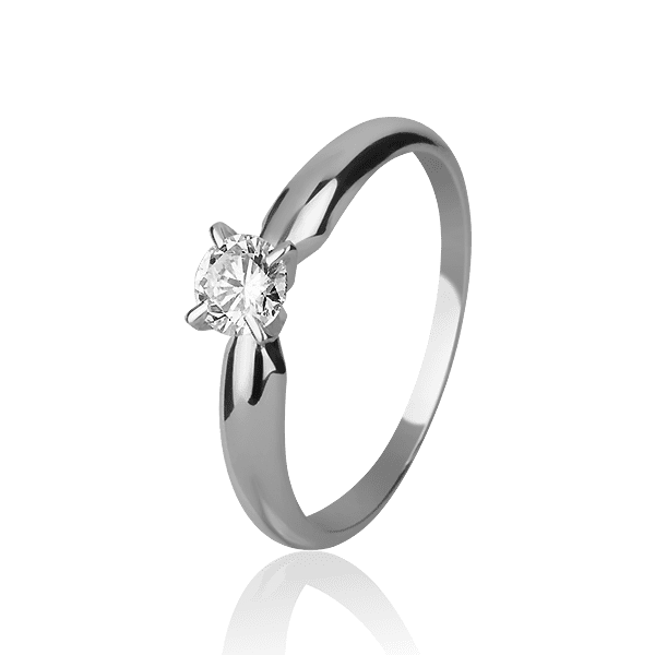 Кільце в білому золоті з діамантом 026111 детальне зображення ювелірного виробу