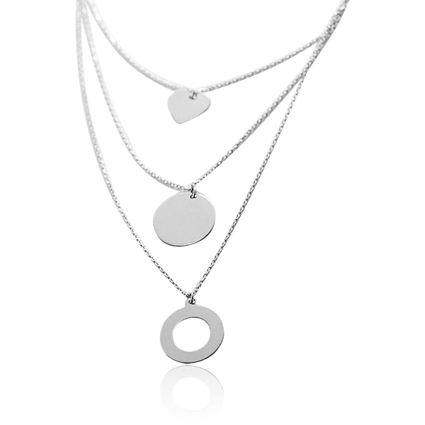 Многослойное золотое колье с подвесками Кружочки и Сердце 032849 детальное изображение ювелирного изделия Золотое колье без камней