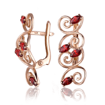 обзорное фото Золотые серьги с фианитами 420967  Золотые серьги с фианитом