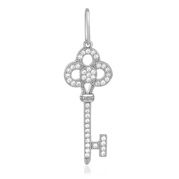 Серебряный кулон-ключ с фианитами 024768 детальное изображение ювелирного изделия Серебряные подвески со вставками Серебряный кулон-ключ с фианитами 024768 детальное изображение ювелирного изделия Серебряные подвески со вставками