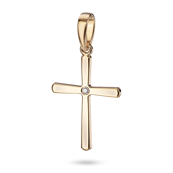 Золотая подвеска-крестик с бриллиантом 040523 детальное изображение ювелирного изделия Декоративные золотые крестики Золотая подвеска-крестик с бриллиантом 040523 детальное изображение ювелирного изделия Декоративные золотые крестики