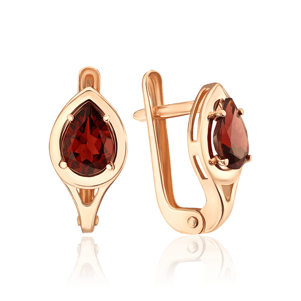 Золотые серьги капельки с гранатом 035283 детальное изображение ювелирного изделия Золотые серьги