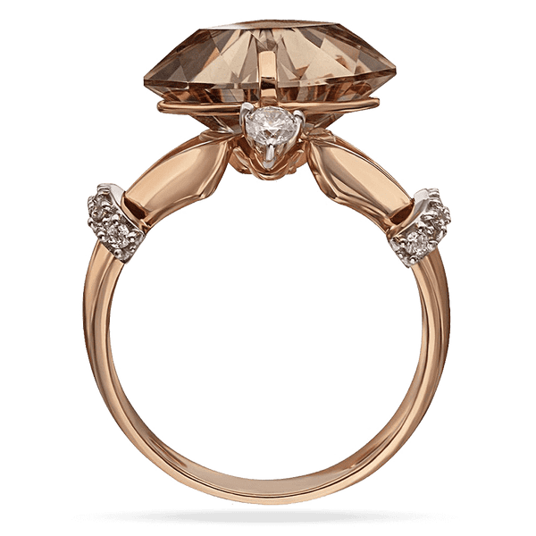 Золота каблучка з димчастим кварцом і фіанітами Сальса 033955 детальне зображення ювелірного виробу Золота каблучка з димчастим кварцом і фіанітами Сальса 033955 детальне зображення ювелірного виробу