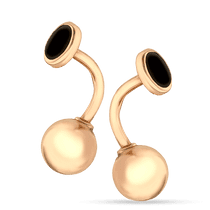 обзорное фото Золотые сережки пусеты с черной эмалью 036914 Золотые серьги обзорное фото Золотые сережки пусеты с черной эмалью 036914  Золотые серьги