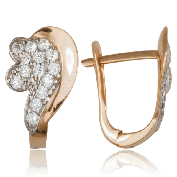 Золоті сережки з цирконієм с714 детальне зображення ювелірного виробу