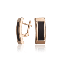 обзорное фото Серьги в красном золоте на английском замке с каучуком 025631 Золотые серьги с каучуком обзорное фото Серьги в красном золоте на английском замке с каучуком 025631  Золотые серьги с каучуком