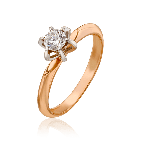 Золотое кольцо с одним фианитом в цветочке 032552 детальное изображение ювелирного изделия Золотые кольца Золотое кольцо с одним фианитом в цветочке 032552 детальное изображение ювелирного изделия Золотые кольца