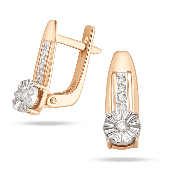 Золотые серьги с цветком и большим бриллиантом внутри и дорожкой с маленьких бриллиантом 040304 детальное изображение ювелирного изделия Золотые серьги с бриллиантами Золотые серьги с цветком и большим бриллиантом внутри и дорожкой с маленьких бриллиантом 040304 детальное изображение ювелирного изделия Золотые серьги с бриллиантами