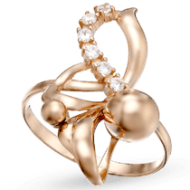 обзорное фото Ювелирное кольцо из красного золота с фианитами 033388  Золотые кольца