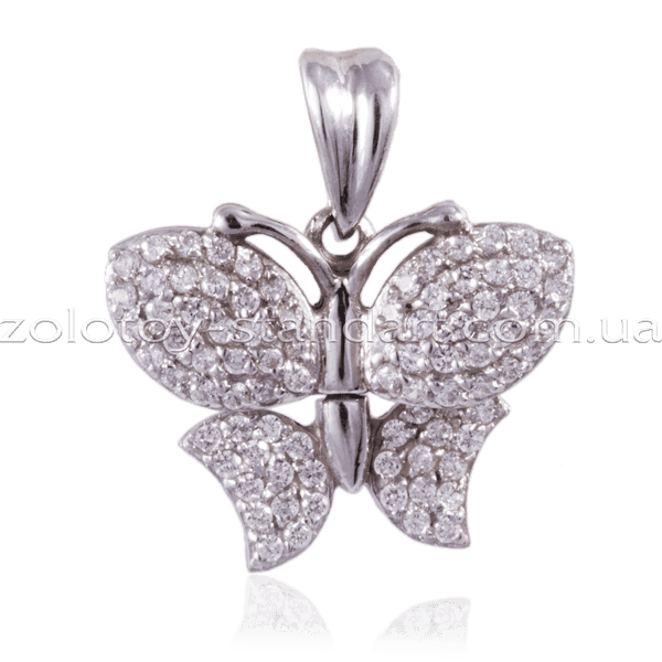 Кулон Бабочка 3840/1 детальное изображение ювелирного изделия Золотые кулоны с фианитом