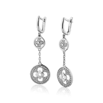 обзорное фото Золотые серьги с фианитами 029271 Золотые серьги с фианитом обзорное фото Золотые серьги с фианитами 029271  Золотые серьги с фианитом