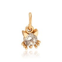 обзорное фото Детский кулон золотой в форме котика с фианитом 033933 Золотые подвески обзорное фото Детский кулон золотой в форме котика с фианитом 033933  Золотые подвески