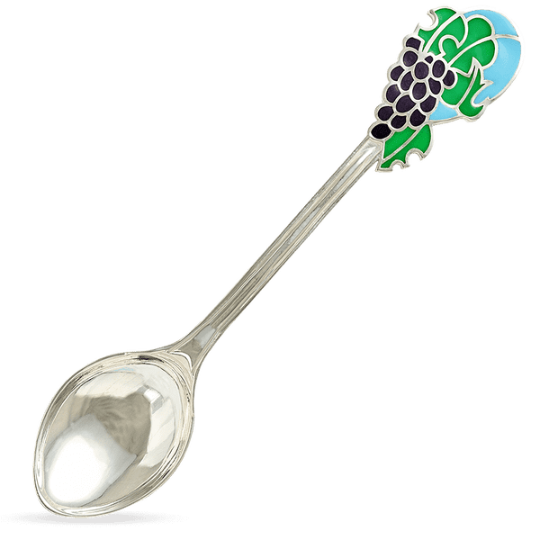 Серебряная детская ложка Виноград с емалью 034687 детальное изображение ювелирного изделия Серебряные детские ложечки Серебряная детская ложка Виноград с емалью 034687 детальное изображение ювелирного изделия Серебряные детские ложечки