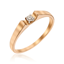 обзорное фото Золотое кольцо для предложения с бриллиантом 036579  Золотые кольца