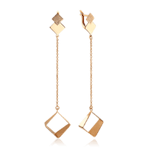 обзорное фото Золотые сережки с цепочкой Геометрия 035401  Золотые серьги