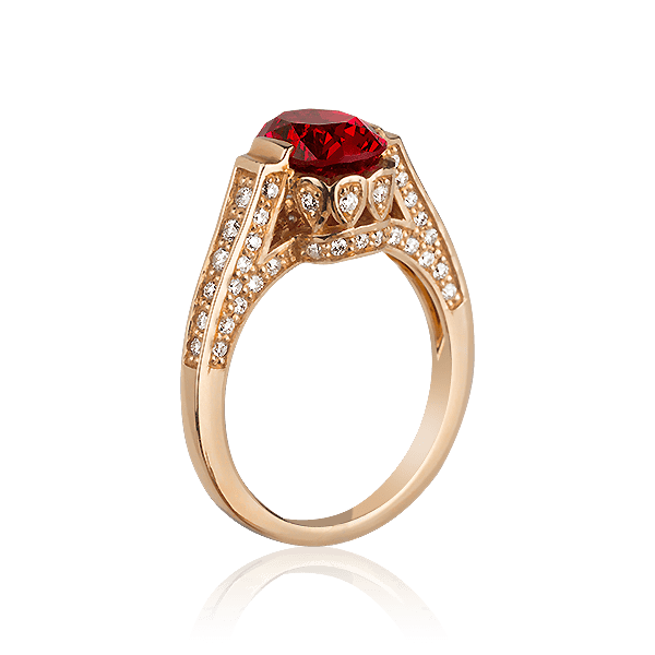 Золотое кольцо с рубином 027123 фото