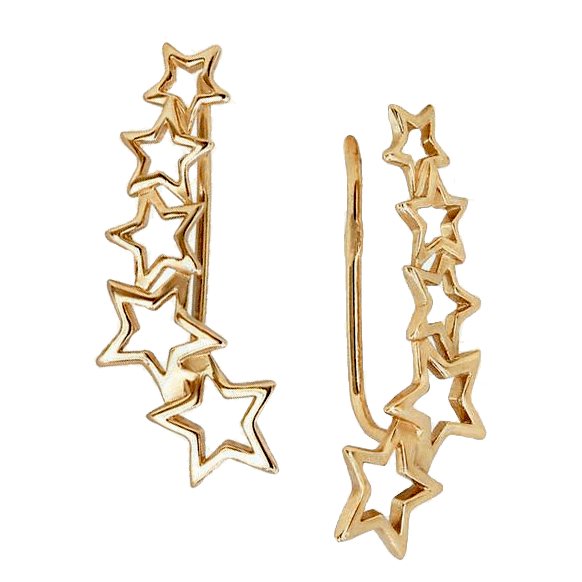 Серьги каффы из золота 585 Звездочки 033781 детальное изображение ювелирного изделия Золотые серьги