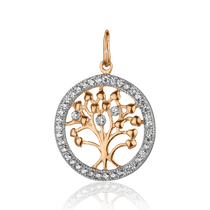 обзорное фото Кулон Дерево жизни 62278  Золотые кулоны с фианитом