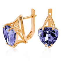 обзорное фото Золотые серьги с александритом 023543 Золотые серьги с александритом обзорное фото Золотые серьги с александритом 023543  Золотые серьги с александритом