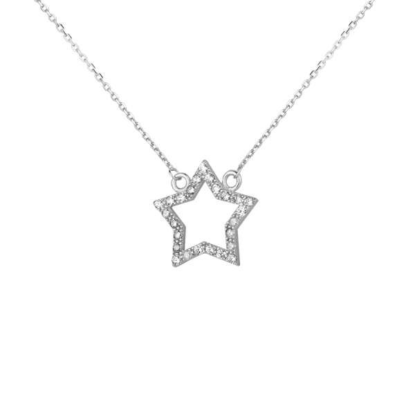 Колье в белом золоте Звезда с фианитами 027476 детальное изображение ювелирного изделия Золотые колье с камнями Колье в белом золоте Звезда с фианитами 027476 детальное изображение ювелирного изделия Золотые колье с камнями