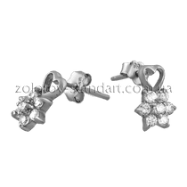 обзорное фото Серебряные серьги с цирконием 18685  Серебряные серьги с камнями