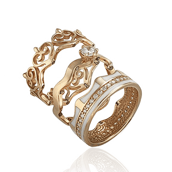 Золота каблучка-трансформер Корона з фіанітом 028719 детальне зображення ювелірного виробу Золота каблучка-трансформер Корона з фіанітом 028719 детальне зображення ювелірного виробу