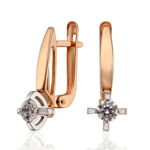 Золотые серьги с фианитом повседневные 032557 детальное изображение ювелирного изделия Золотые серьги Золотые серьги с фианитом повседневные 032557 детальное изображение ювелирного изделия Золотые серьги