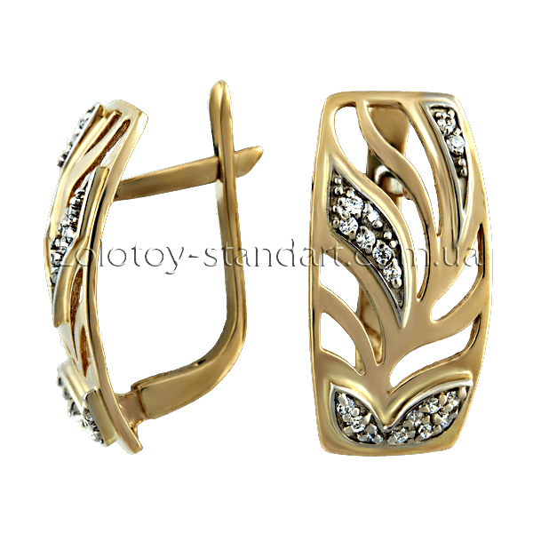 Золотые серьги 2920 детальное изображение ювелирного изделия Золотые серьги с фианитом Золотые серьги 2920 детальное изображение ювелирного изделия Золотые серьги с фианитом