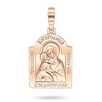 обзорное фото Золотая ладанка 585 пробы "Владимирская икона Божией Матери" без вставок 041250  Золотые подвески иконки