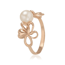 обзорное фото Золотое кольцо с жемчугом Цветы 028683 Золотые кольца с жемчугом обзорное фото Золотое кольцо с жемчугом Цветы 028683  Золотые кольца с жемчугом