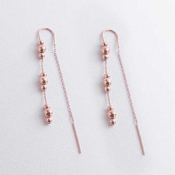 Золотые серьги-протяжки с шариками 041324 детальное изображение ювелирного изделия Золотые серьги без вставок Золотые серьги-протяжки с шариками 041324 детальное изображение ювелирного изделия Золотые серьги без вставок