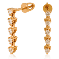 обзорное фото Золотые серьги с цирконием 023371 Золотые серьги с фианитом обзорное фото Золотые серьги с цирконием 023371  Золотые серьги с фианитом