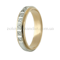 обзорное фото Золотое обручальное кольцо К12195  Обручальные кольца с цирконием