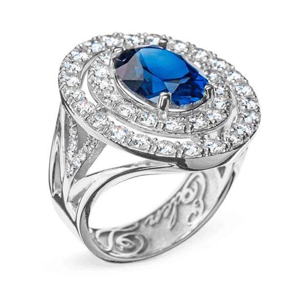 Кольцо из белого золота с сапфиром и бриллиантами R0643 детальное изображение ювелирного изделия Золотые кольца с сапфиром Кольцо из белого золота с сапфиром и бриллиантами R0643 детальное изображение ювелирного изделия Золотые кольца с сапфиром