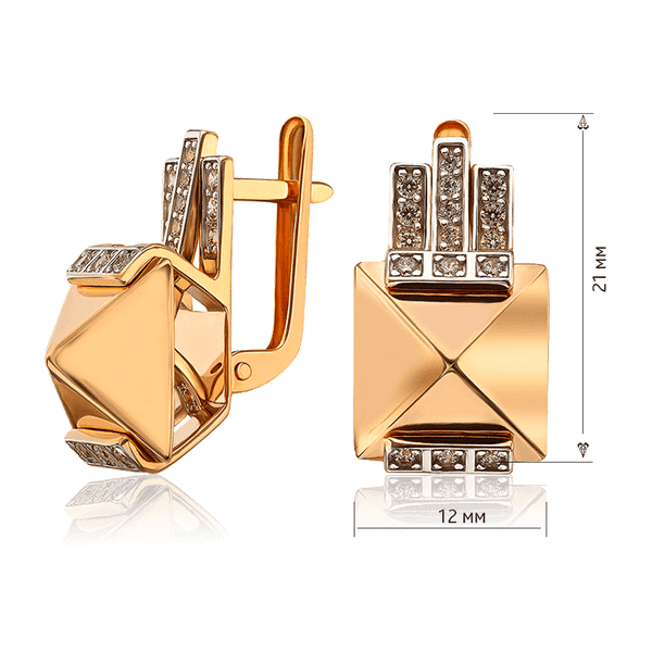 серьги золотые Пирамидка с фианитами серьги золотые Пирамидка с фианитами