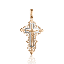 обзорное фото Массивный золотой крестик с Распятием 1,4,0049  Золотые крестики