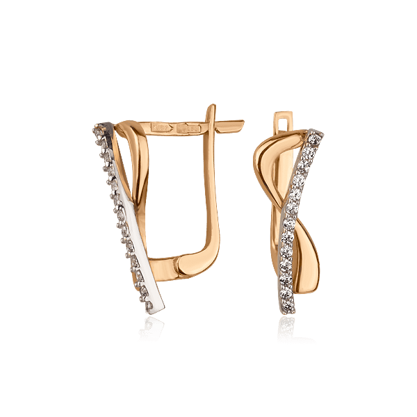 Золотые серьги с цирконием 102135 детальное изображение ювелирного изделия Золотые серьги с фианитом