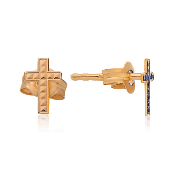 Золотые серьги пуссеты Крестик 029123 детальное изображение ювелирного изделия Золотые серьги без вставок Золотые серьги пуссеты Крестик 029123 детальное изображение ювелирного изделия Золотые серьги без вставок