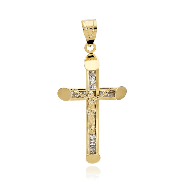 Золотой крестик на шею женский с фианитами 036531 детальное изображение ювелирного изделия Золотые подвески Золотой крестик на шею женский с фианитами 036531 детальное изображение ювелирного изделия Золотые подвески