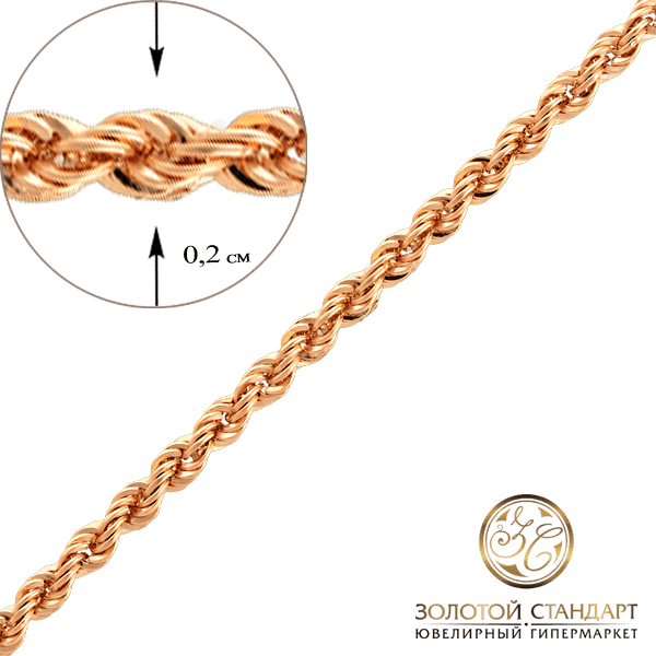 Золотий ланцюг Жгут 9602403-2 детальне зображення ювелірного виробу