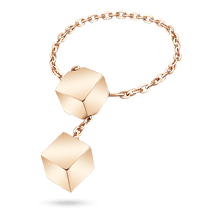 обзорное фото Золотое кольцо "Кубики" на цепочке, которая регулируется 040698  Золотые кольца без вставок