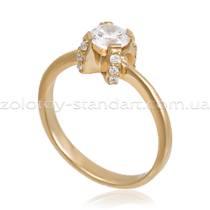 обзорное фото Золотое кольцо с цирконием 1083  Золотые кольца для помолвки с цирконием